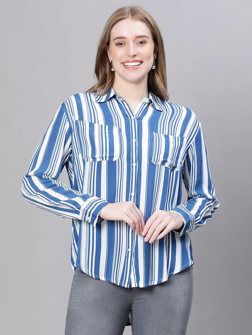 women multi color striped viscose regular shirt