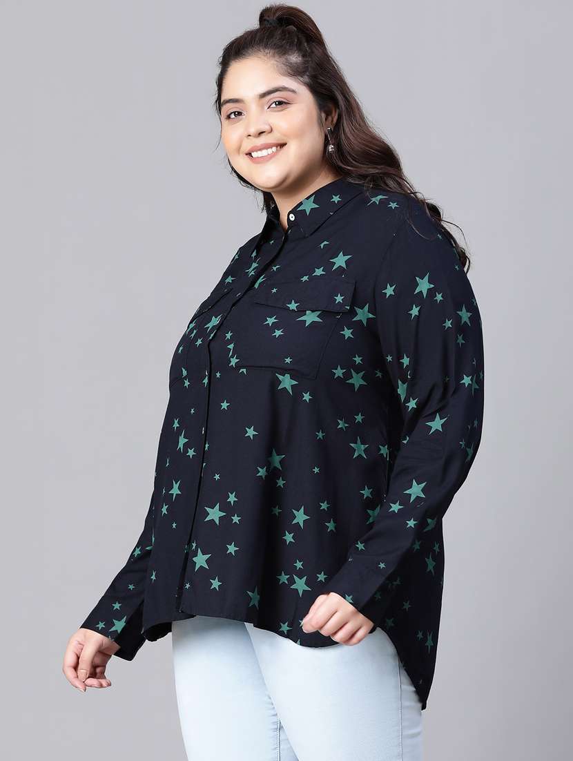 dark blue printed regular shirt - 20386249 -  Standard Image - 1