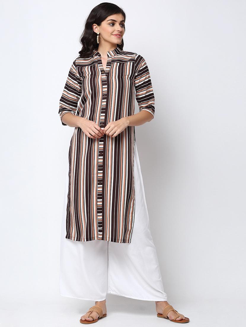 women multi color mandarin neck straight kurta - 20386262 -  Standard Image - 1