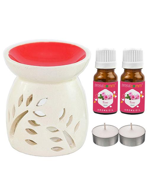 peepalcomm ceramic aroma diffuser with aroma oil & 2 t-light candles - 20386364 -  Standard Image - 0