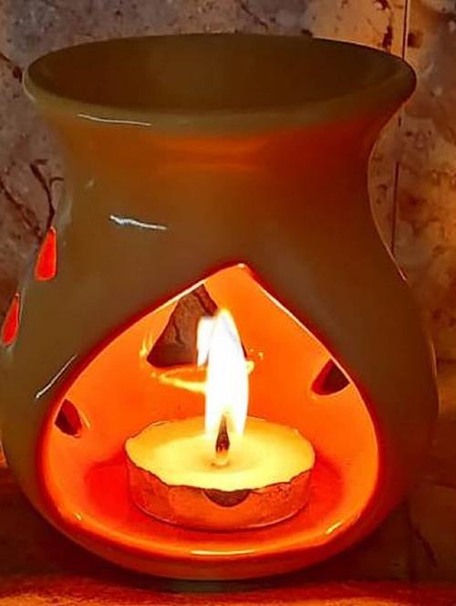 peepalcomm ceramic aroma diffuser with aroma oil & 2 t-light candles - 20386375 -  Standard Image - 0