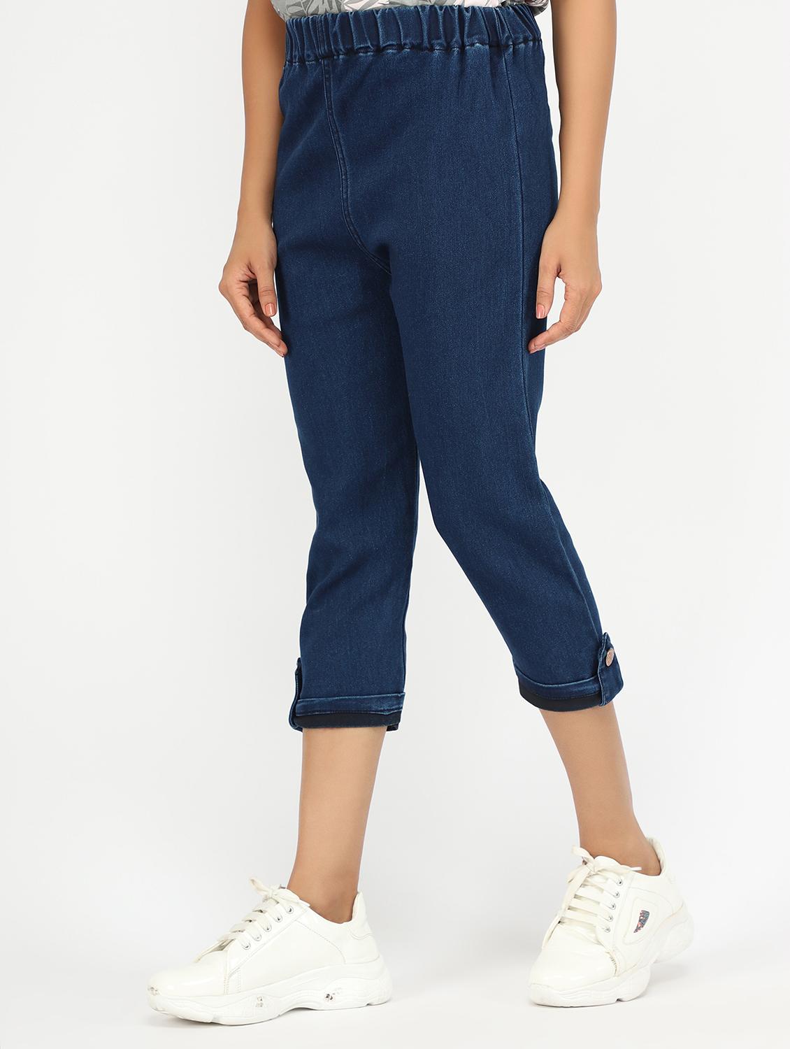 women blue skinny fit denim capri - 20386452 - Standard Image - 1
