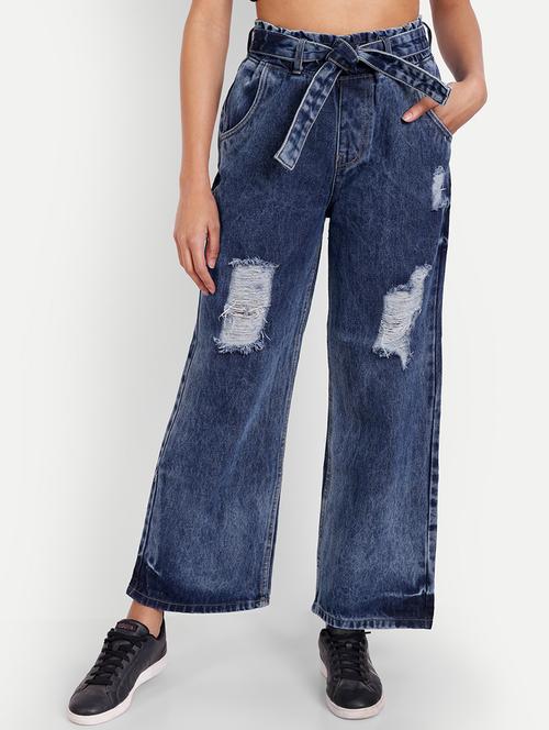 women's distress wide leg jeans - 20386503 -  Standard Image - 0