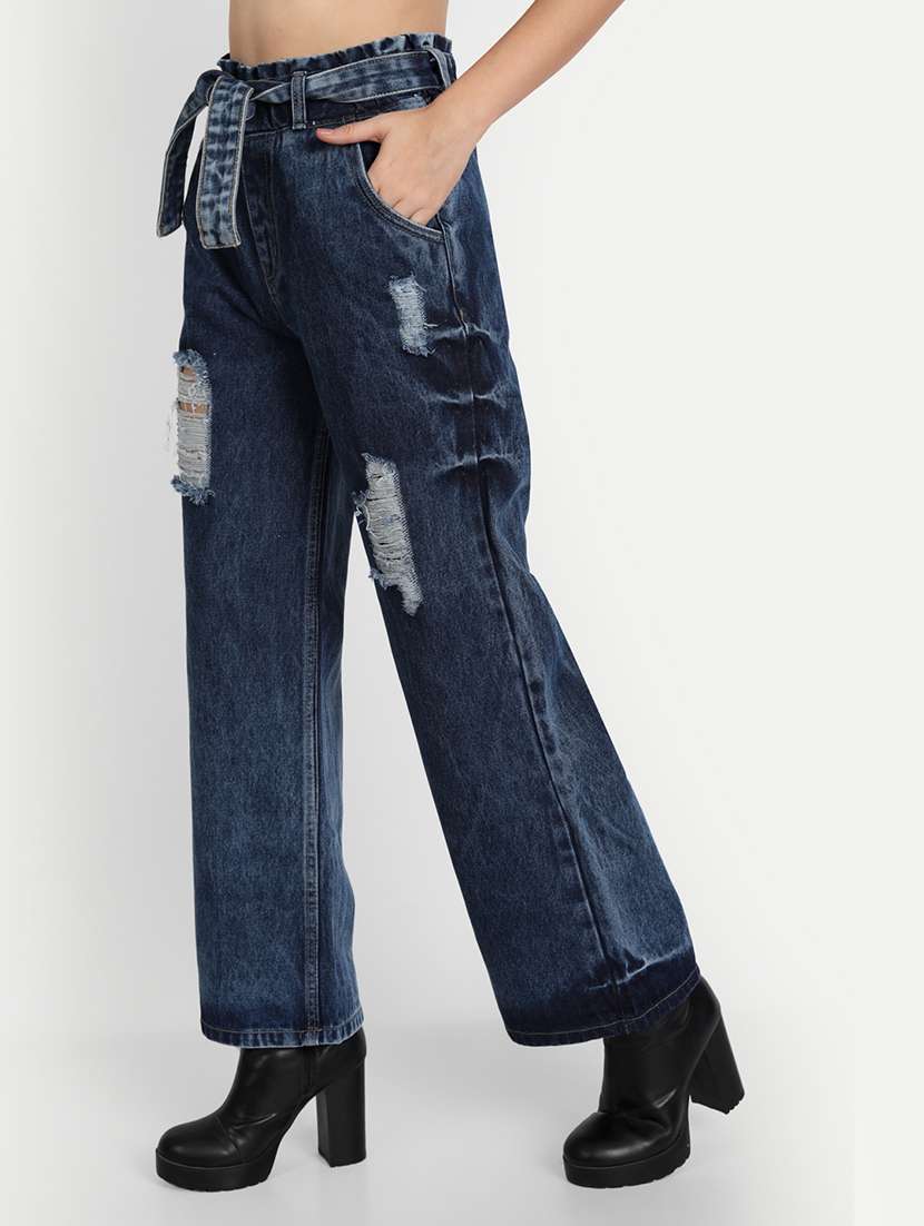 women's distress wide leg jeans - 20386504 -  Standard Image - 1