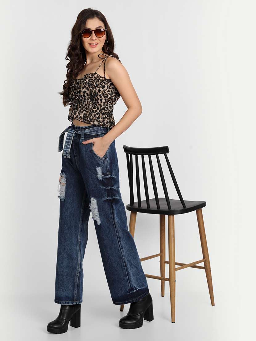 women's distress wide leg jeans - 20386504 -  Standard Image - 4
