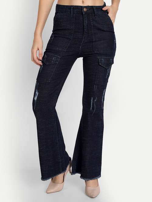 women's distress bootcut jeans - 20386505 - Standard Image - 0