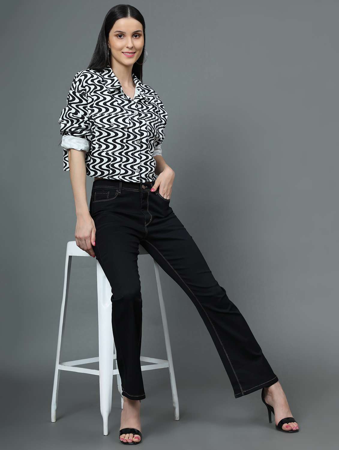 women's plain straight fit jeans - 20386579 - Standard Image - 4