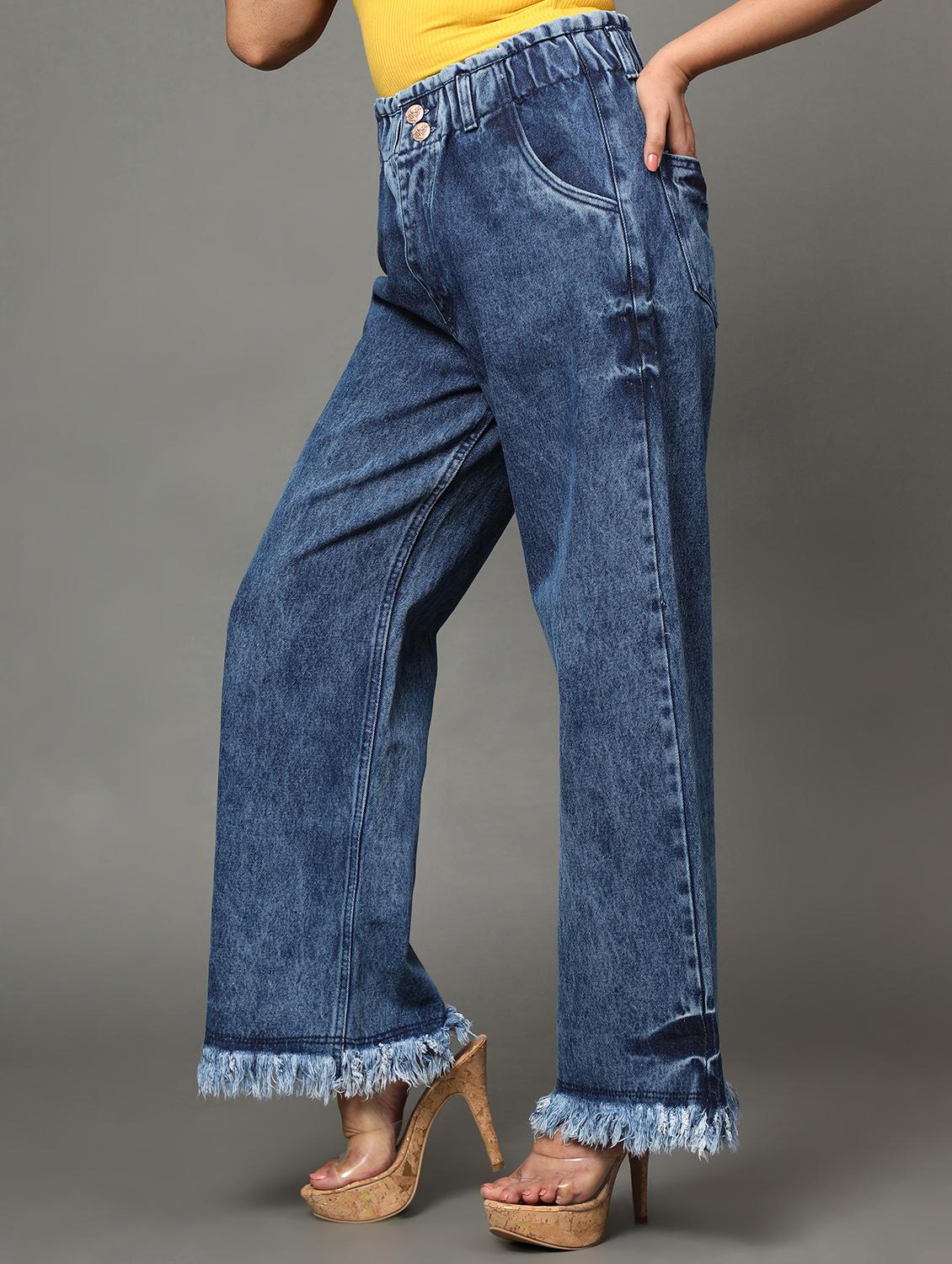 women's plain baggy leg jeans - 20386584 -  Standard Image - 1