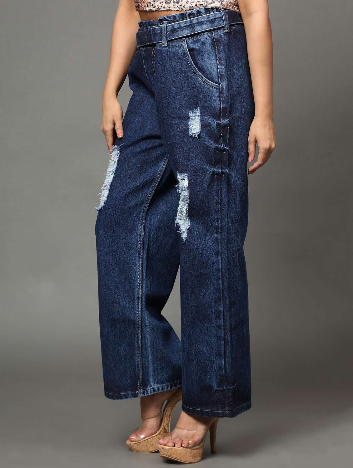 women's distress straight fit jeans - 20386588 -  Standard Image - 1