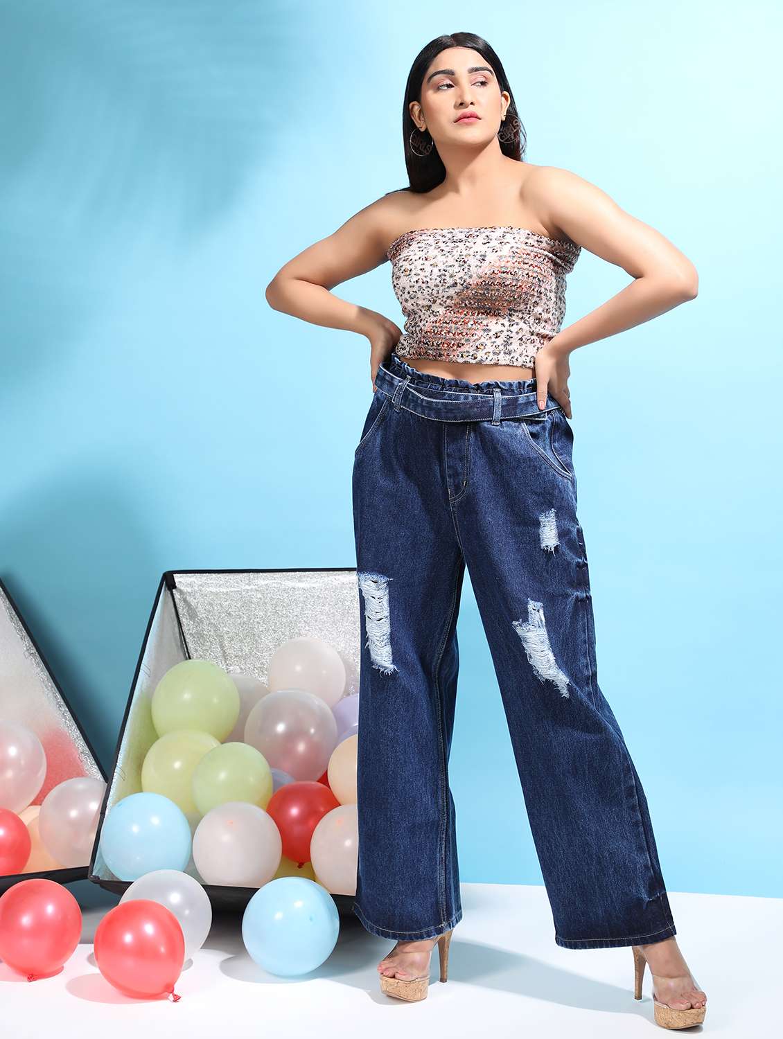 women's distress straight fit jeans - 20386588 -  Standard Image - 4