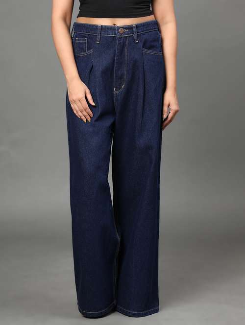 women's plain wide leg jeans - 20386593 - Standard Image - 0