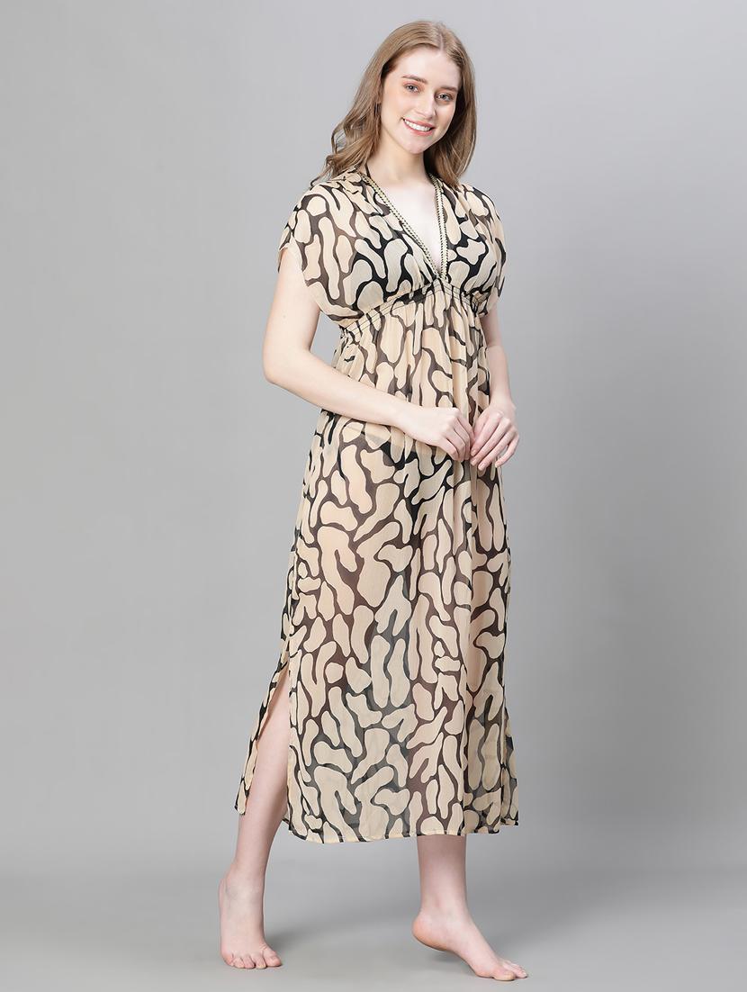 women brown coverups beachwear dress - 20386728 - Standard Image - 1