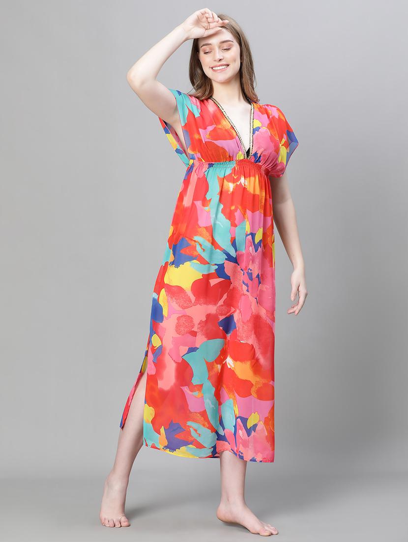 multi colored abstract print coverup - 20386731 - Standard Image - 1