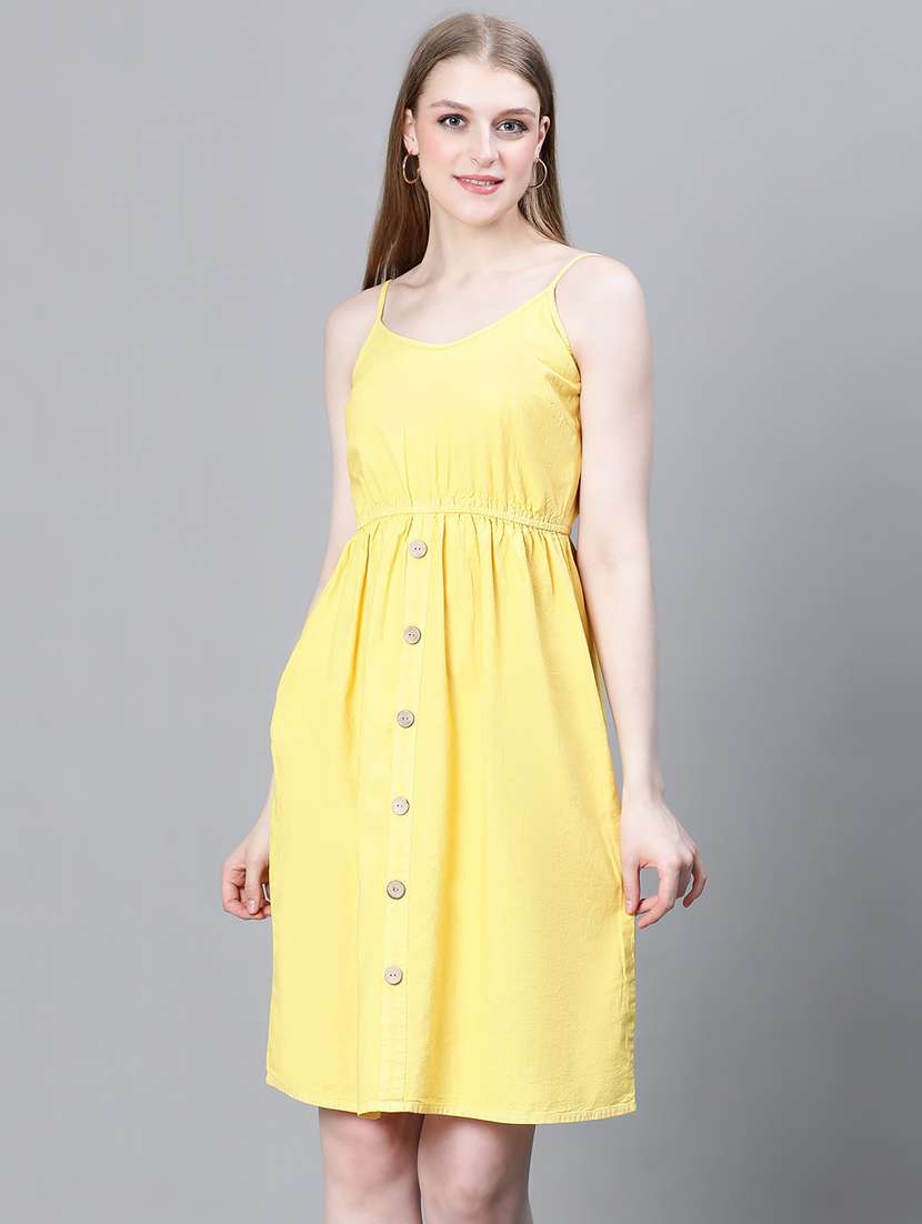 women solid shoulder strap dress