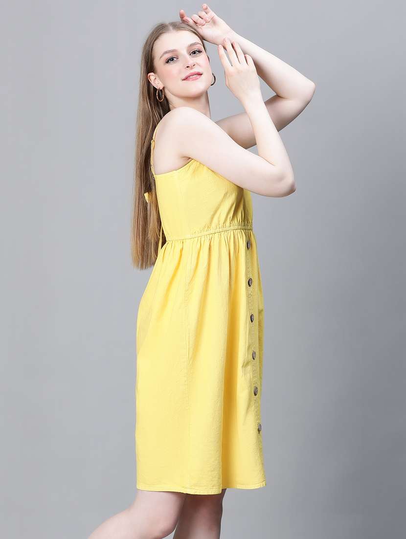 women solid shoulder strap dress - 20386734 -  Standard Image - 1