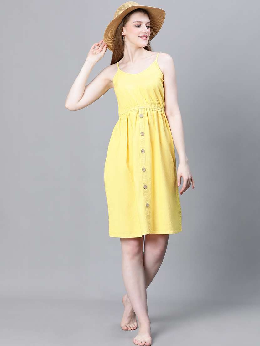 women solid shoulder strap dress - 20386734 - Standard Image - 4
