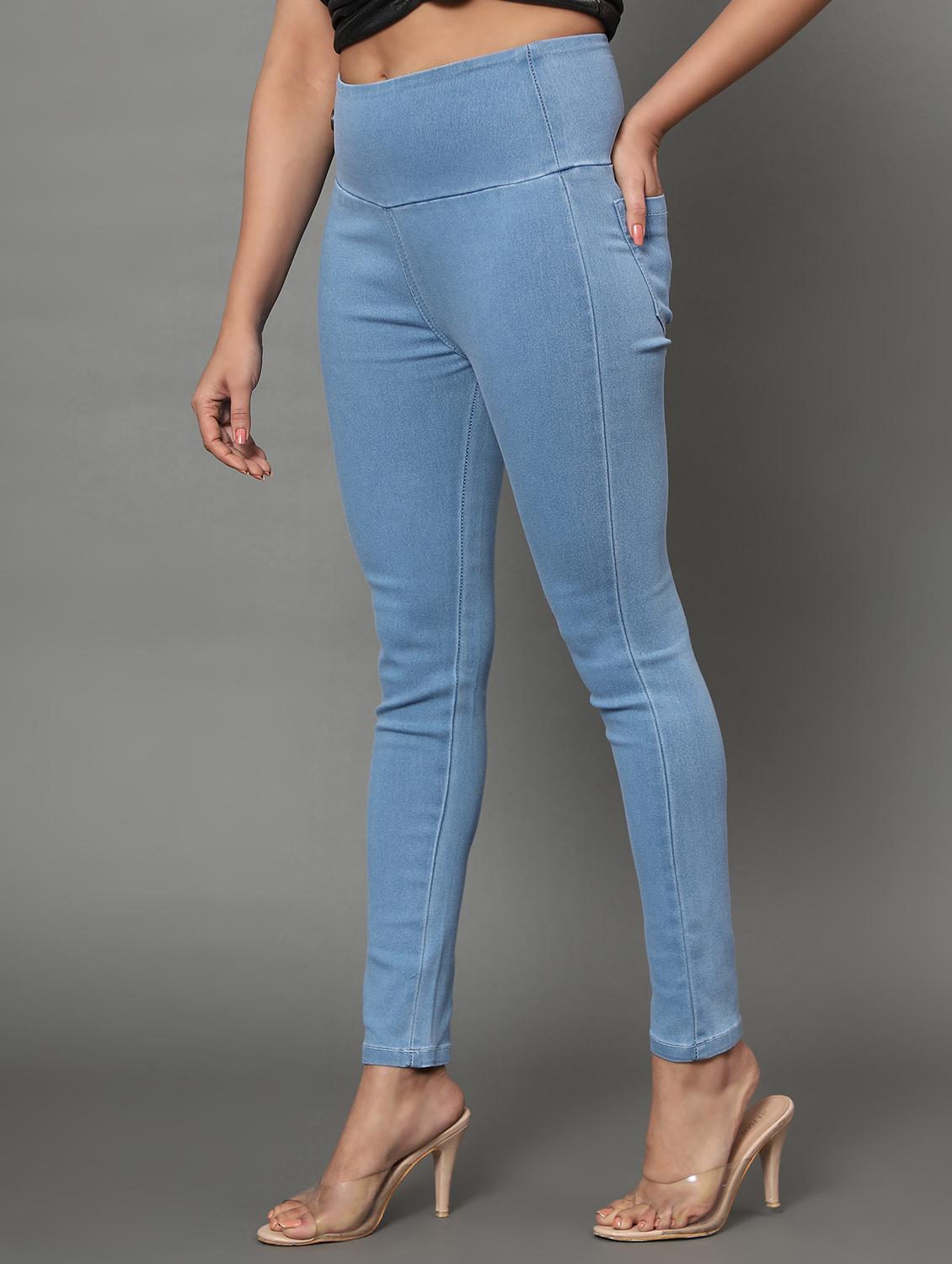 women light blue denim jegging - 20386772 -  Standard Image - 1