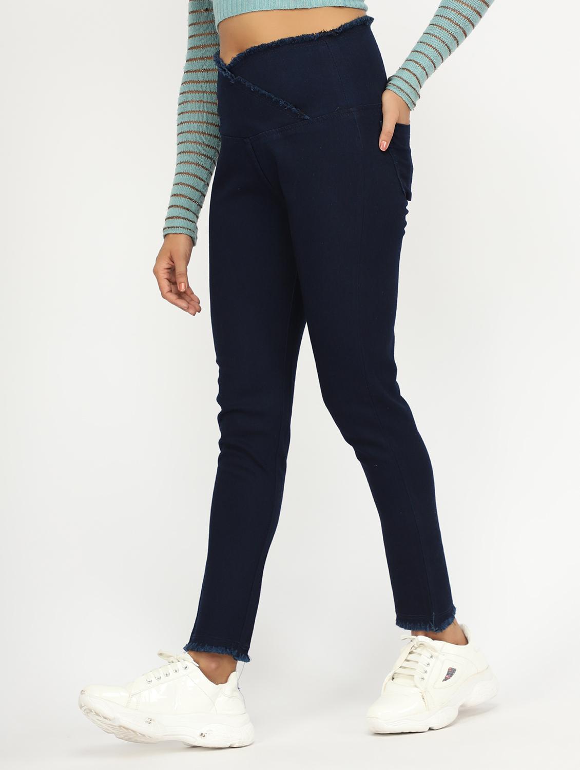 women navy blue denim jegging - 20386778 -  Standard Image - 1