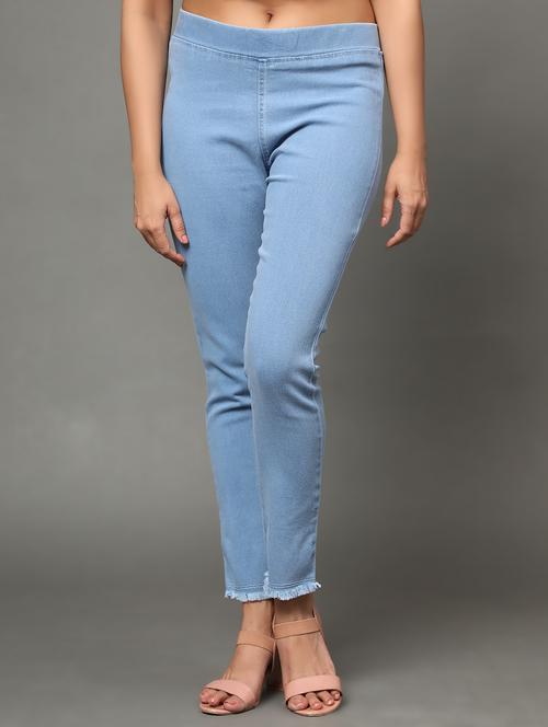 women light blue denim jegging - 20386790 - Standard Image - 0