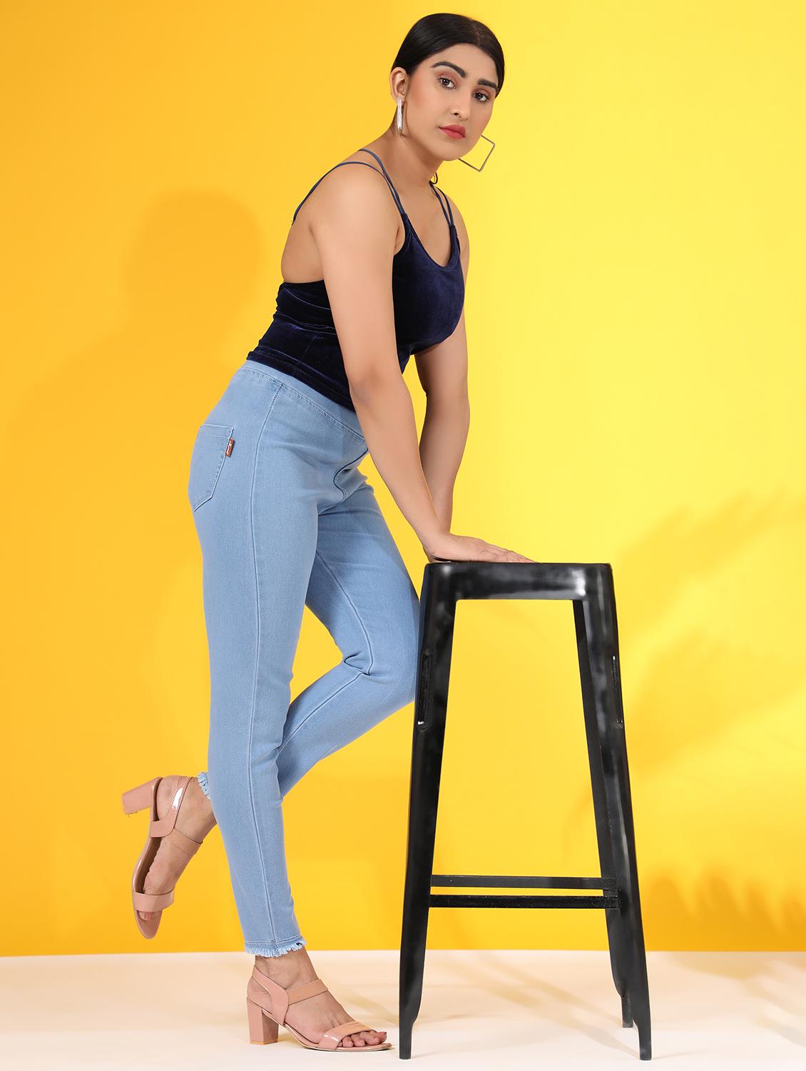 women light blue denim jegging - 20386790 - Standard Image - 4