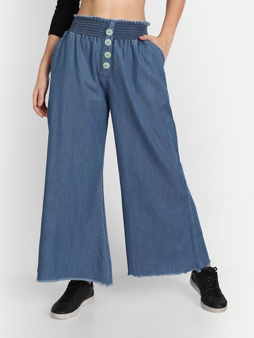 women light blue denim palazzo - 20386840 - Standard Image - 0
