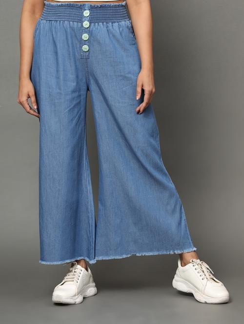 women light blue denim palazzo - 20386842 - Standard Image - 0