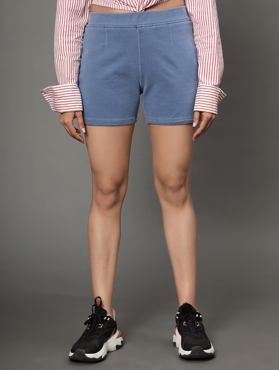 women light blue denim shorts - 20386980 -  Zoom Image - 0
