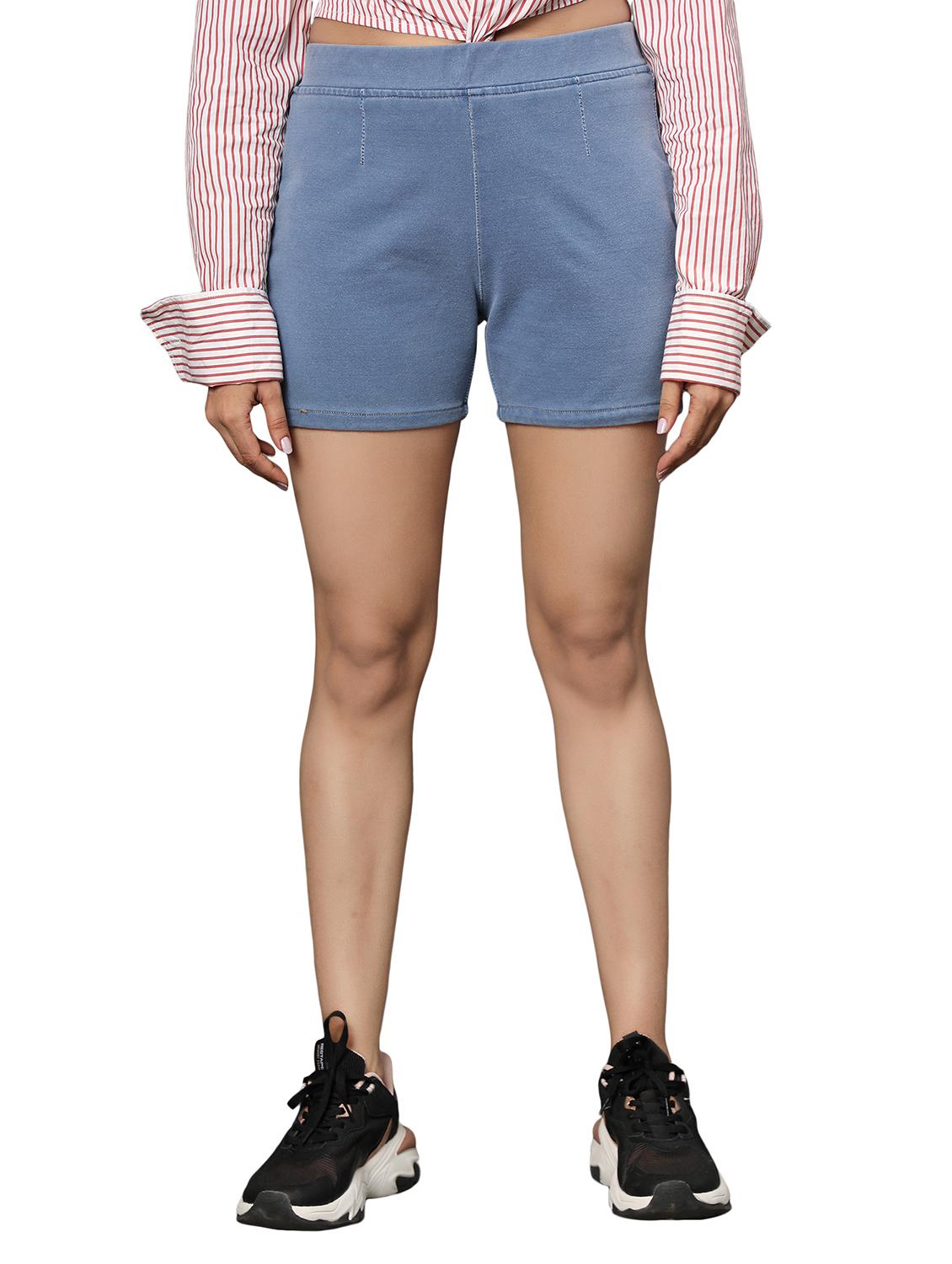 women light blue denim shorts - 20386990 -  Zoom Image - 0
