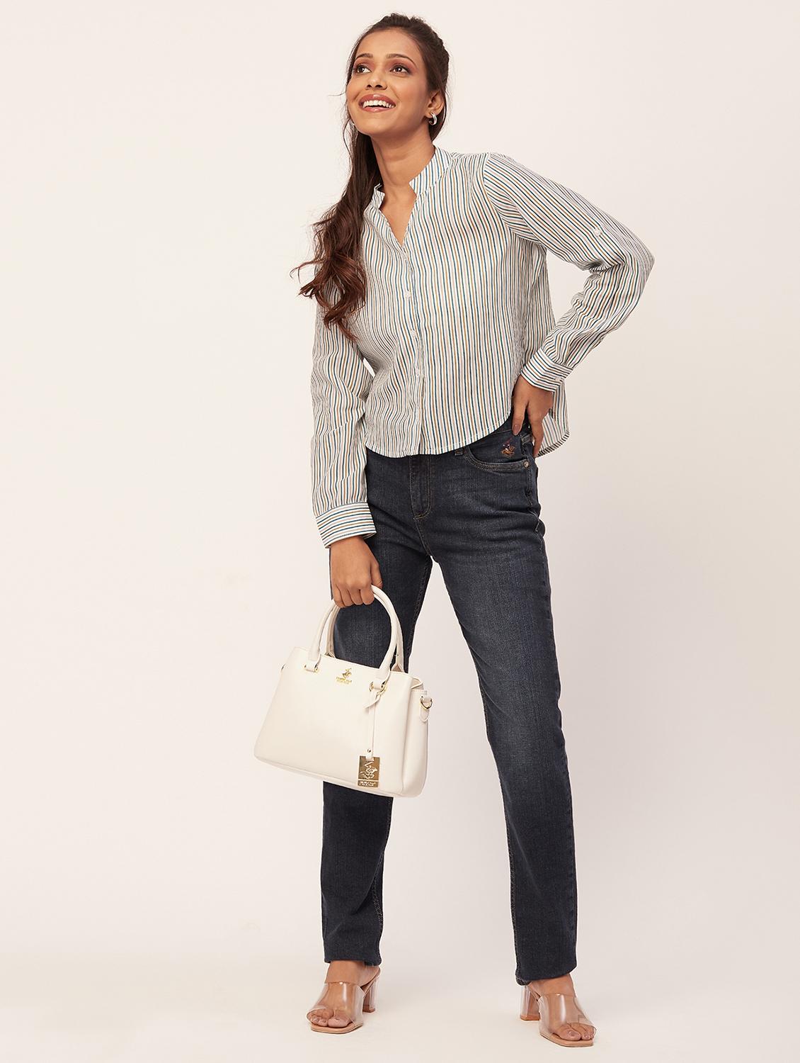 women multi color striped poly moss regular top - 20387198 - Standard Image - 4