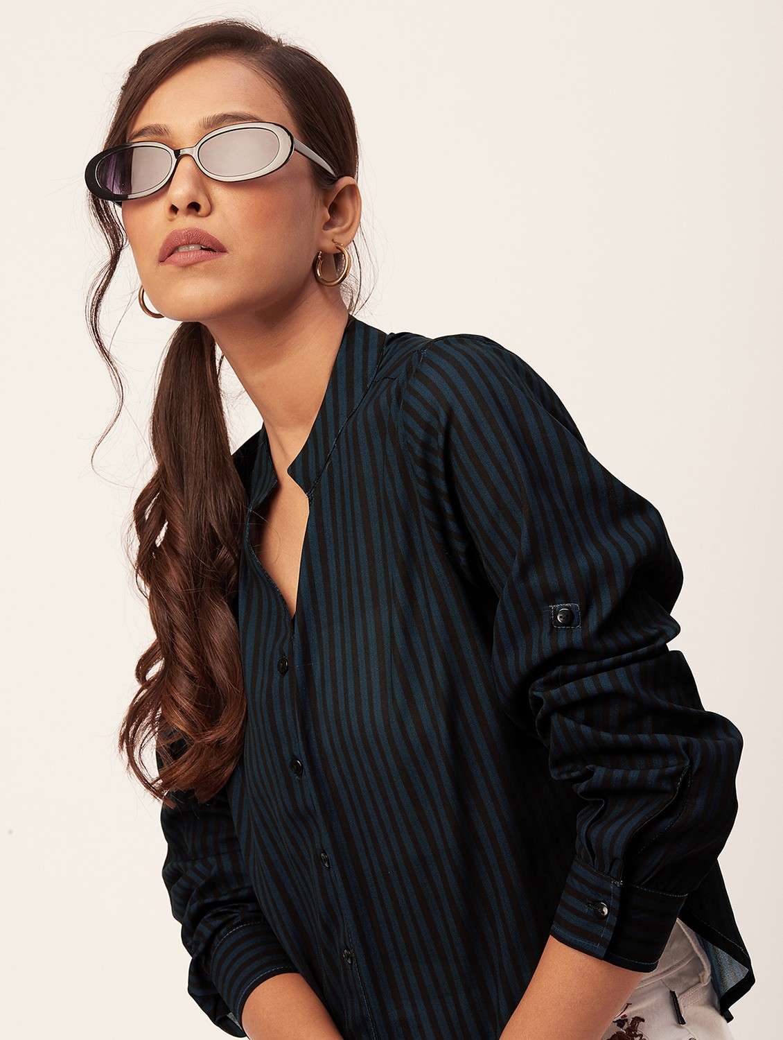 women blue poly moss regular top - 20387201 -  Standard Image - 4