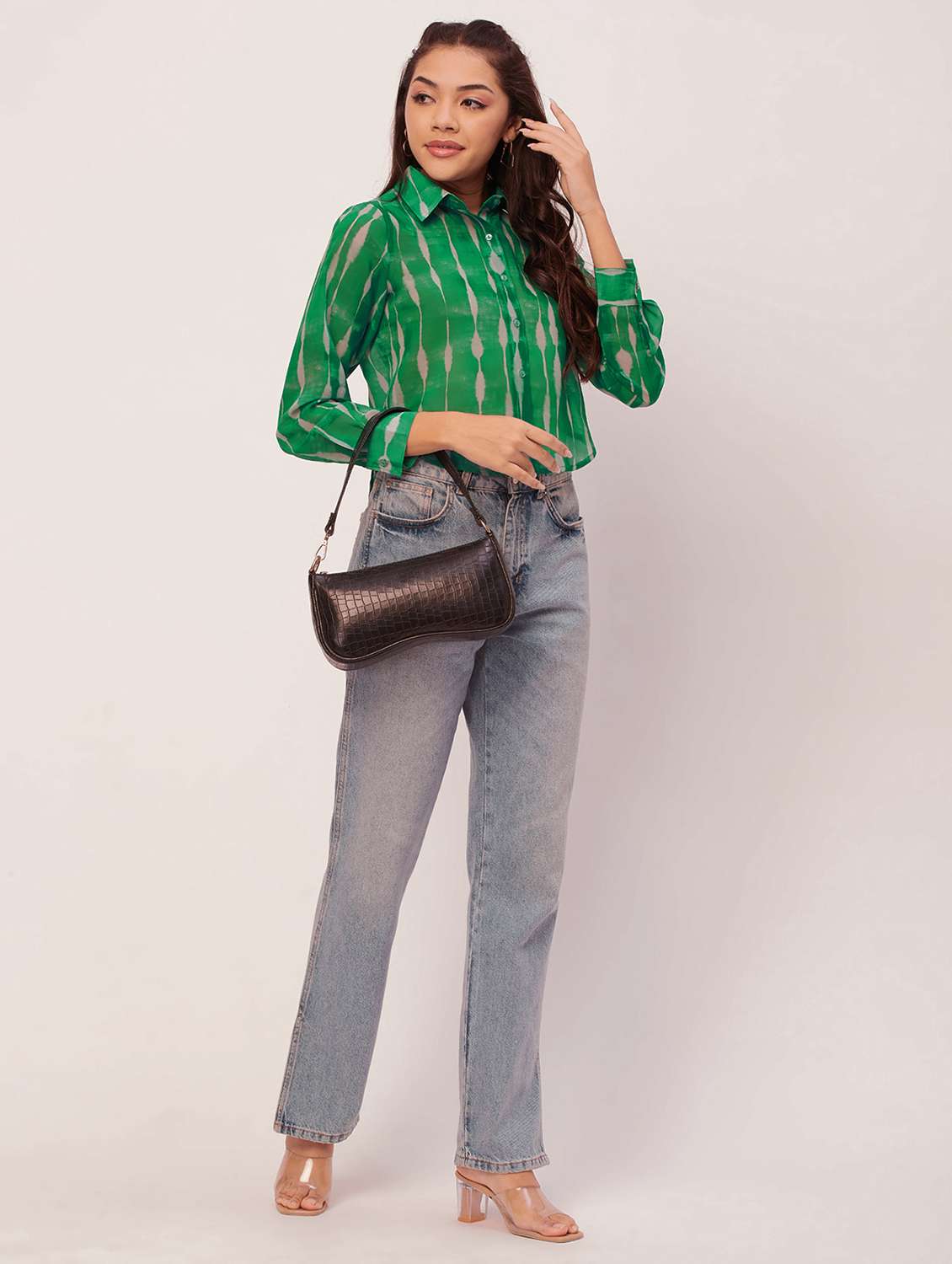 women green tie n dye poly georgette regular top - 20387205 - Standard Image - 4