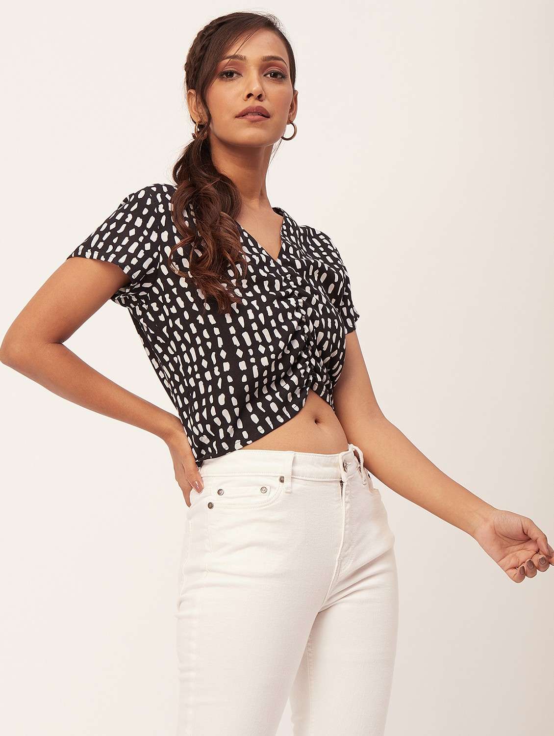 black printed crop top  - 20387215 -  Standard Image - 1