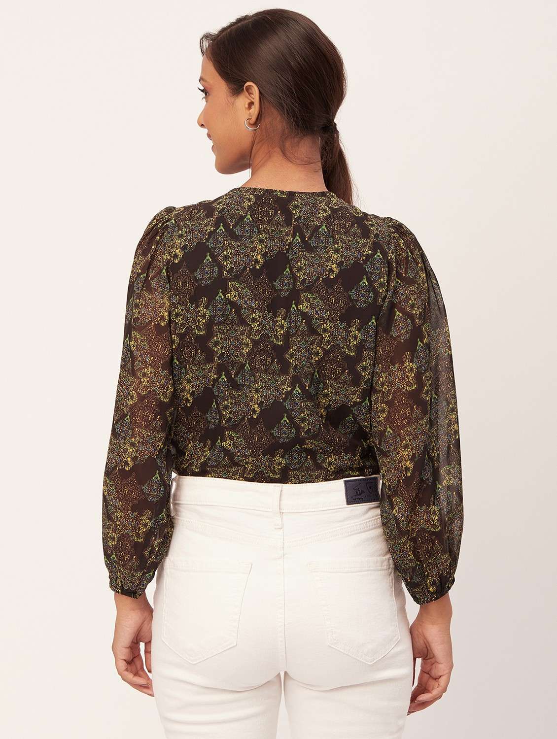 brown printed regular top - 20387234 -  Standard Image - 4