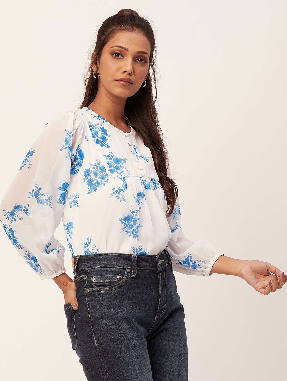 women floral print round neck top - 20387237 -  Standard Image - 1