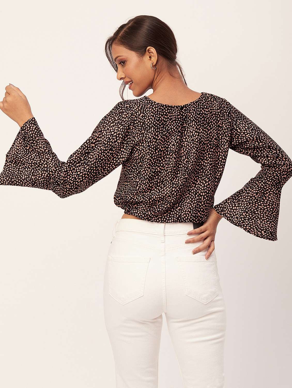 black printed blouson top - 20387240 - Standard Image - 4