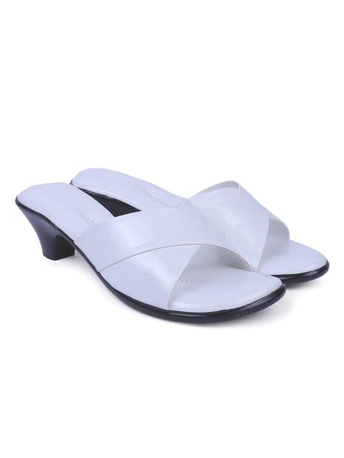 white leather slip on sandals - 20387802 - Standard Image - 0