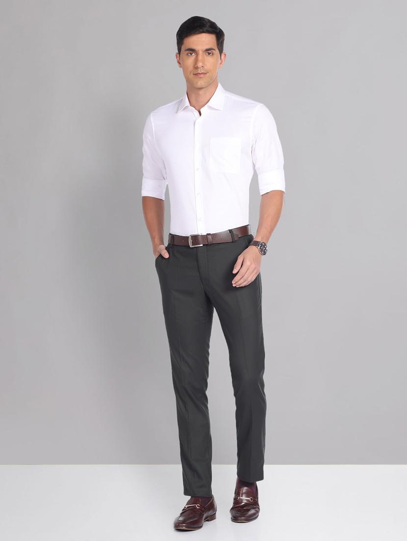 men charcoal terry rayon slim fit trousers formal trouser - 20387850 - Standard Image - 4