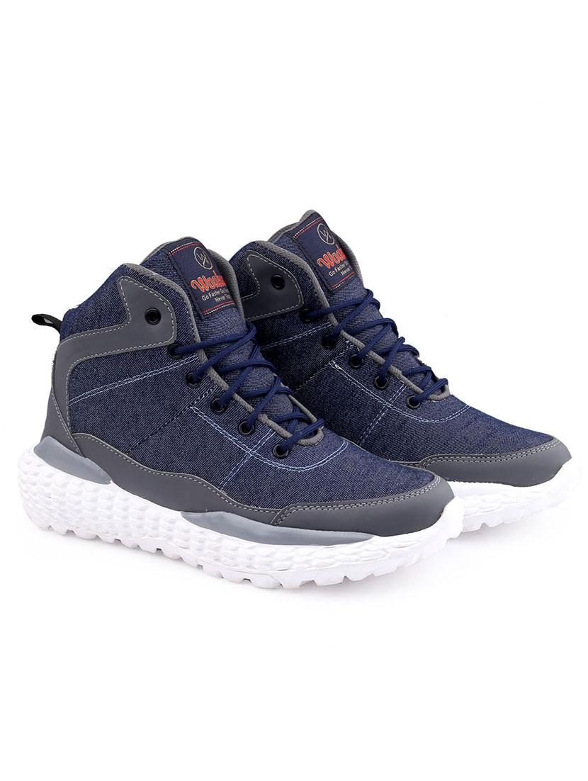 men navy blue solid lace up sneaker - 20387869 - Standard Image - 1