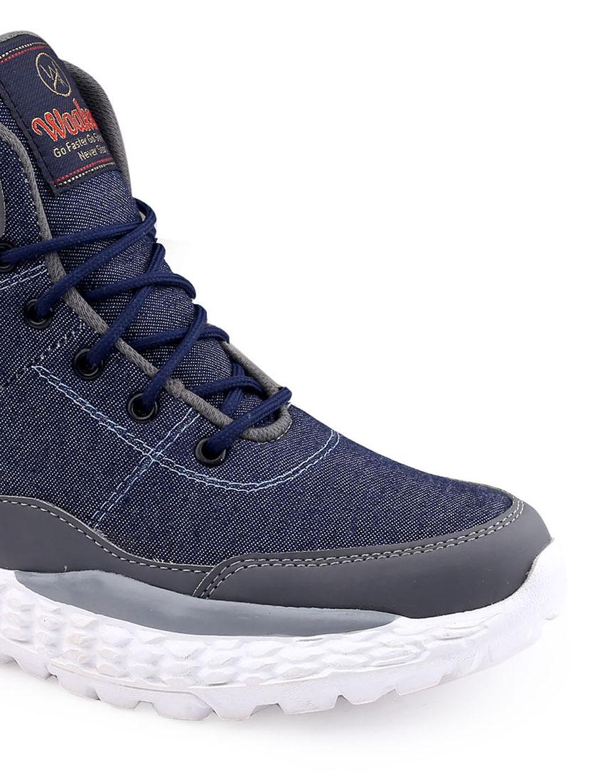 men navy blue solid lace up sneaker - 20387869 - Standard Image - 4