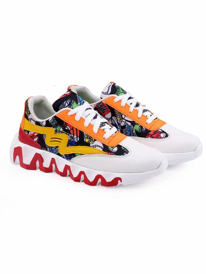 men graphic printed multi colored lace up sneaker - 20387880 -  Standard Image - 1