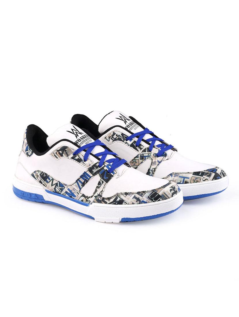 men graphic printed white lace up sneaker - 20387884 -  Standard Image - 1