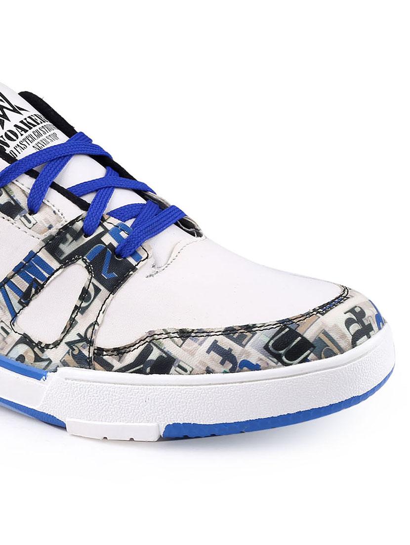 men graphic printed white lace up sneaker - 20387884 - Standard Image - 4