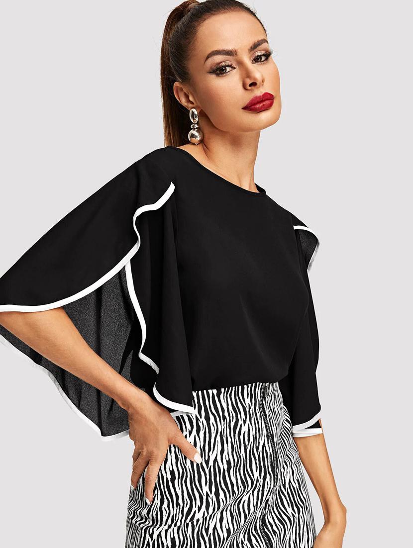 black solid regular top - 20387978 - Standard Image - 1