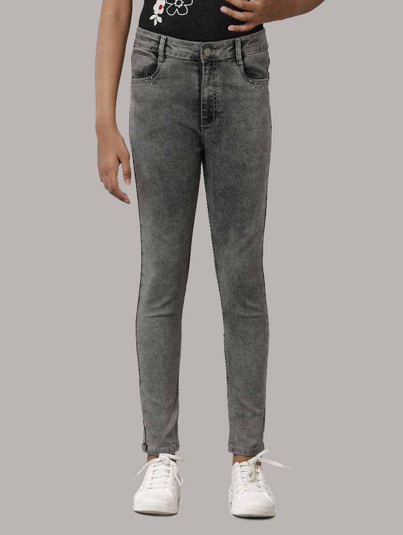 girls solid skinny fit jeans