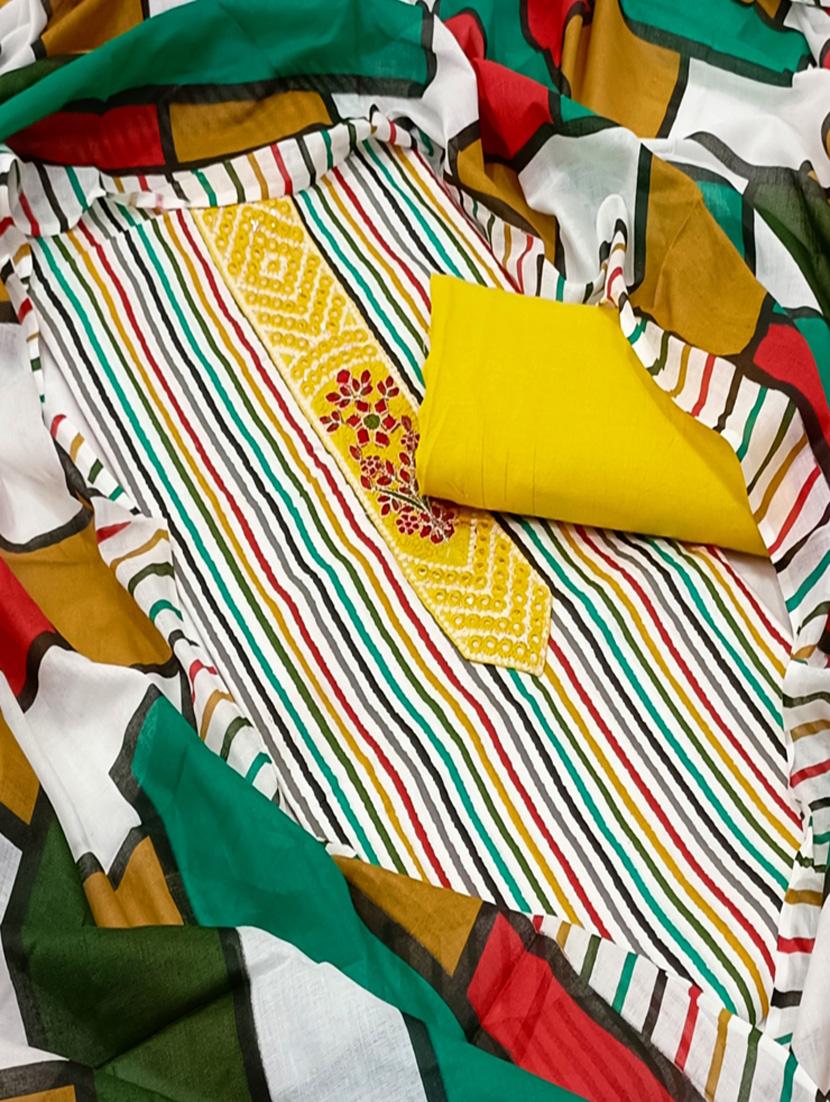 women multi color stripes unstitched suits - 20388613 -  Standard Image - 1
