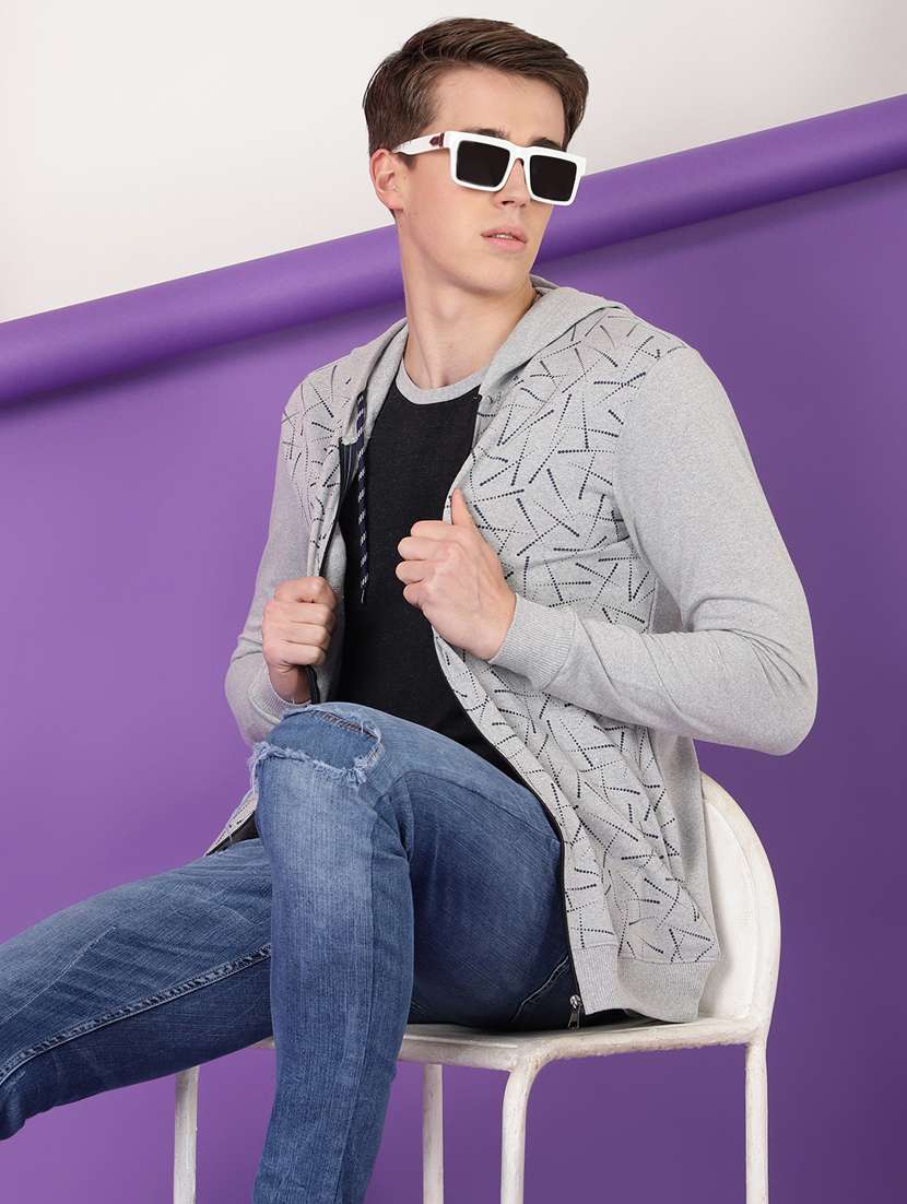 men printed long sleeve hooded sweatshirt - 20388741 -  Standard Image - 1