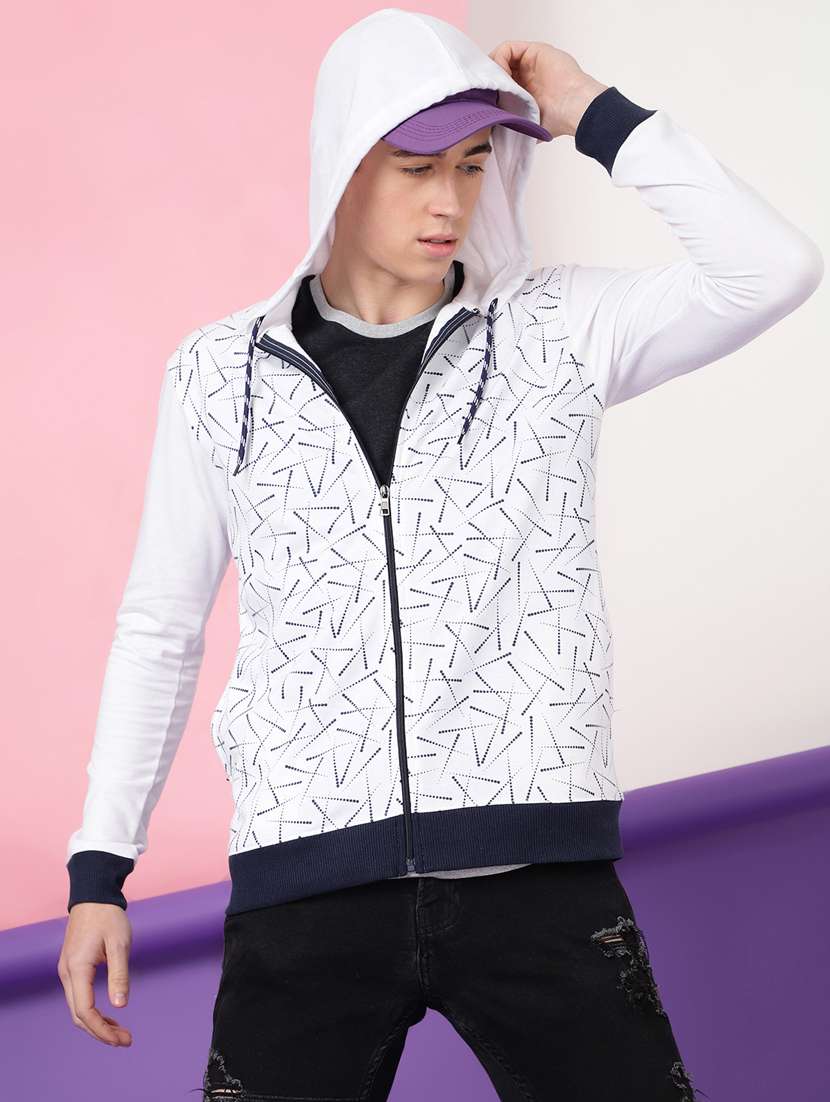 men printed long sleeve hooded sweatshirt - 20388743 -  Standard Image - 1