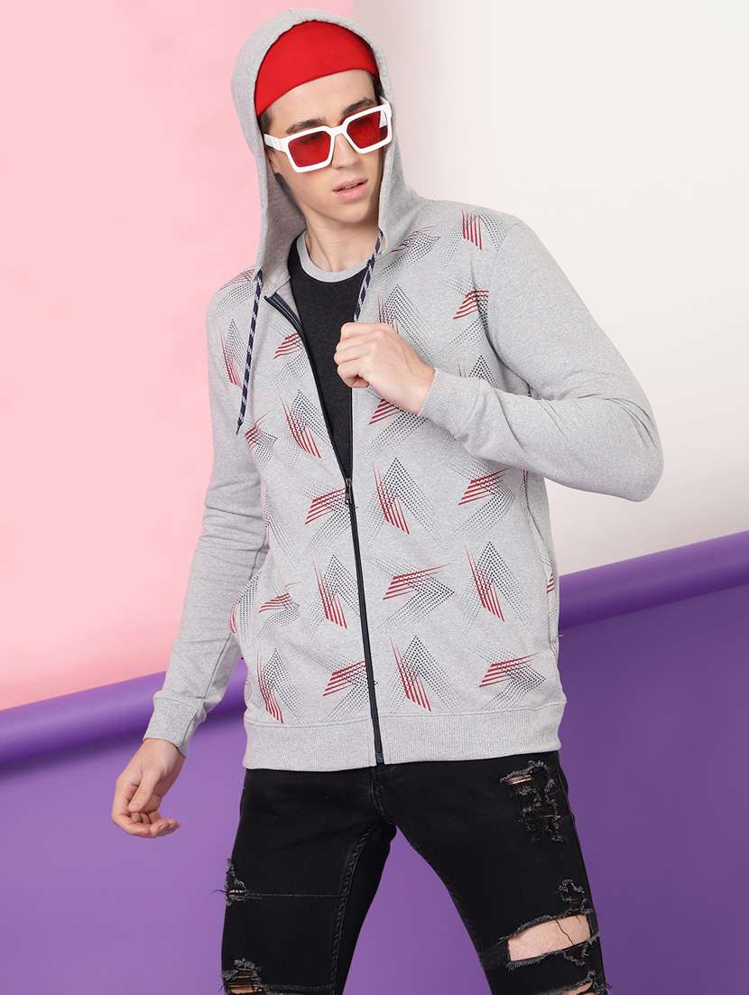 men printed long sleeve hooded sweatshirt - 20388747 -  Standard Image - 1