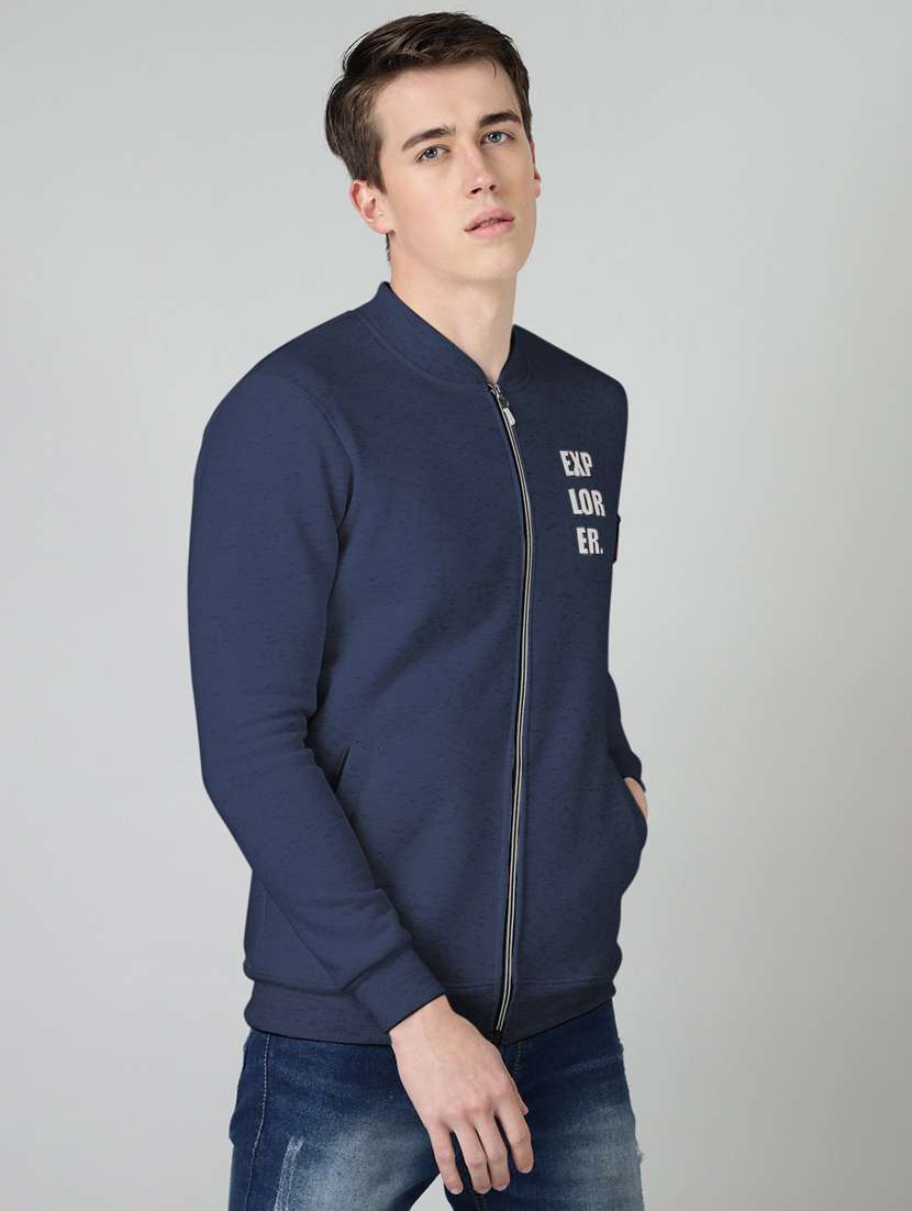 blue placement print casual jacket - 20388755 -  Standard Image - 1