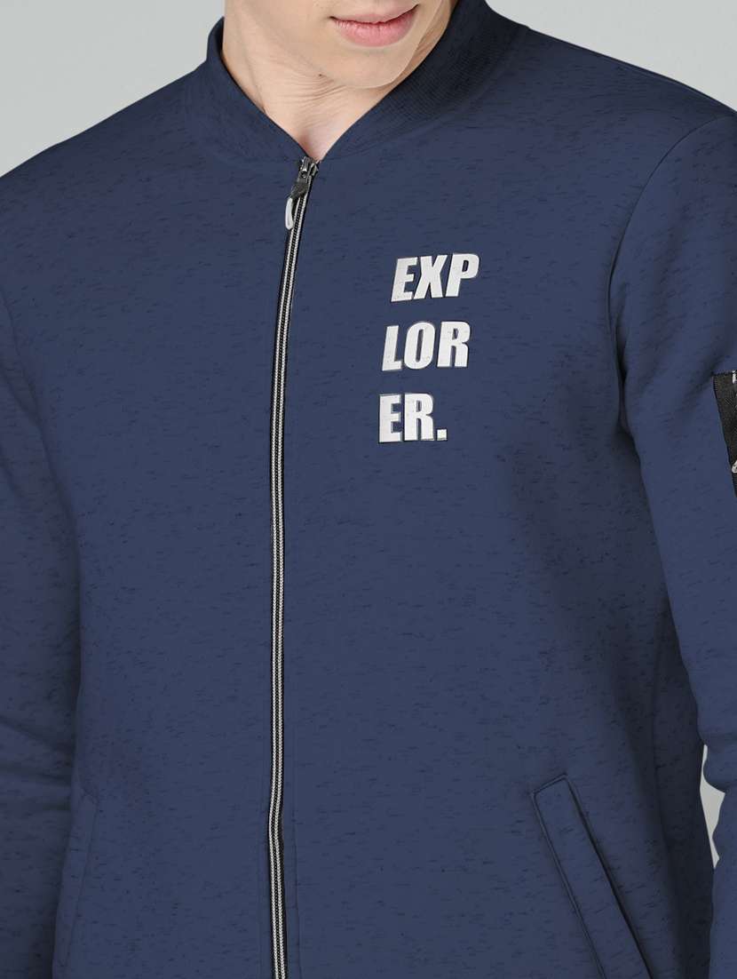 blue placement print casual jacket - 20388755 -  Standard Image - 4